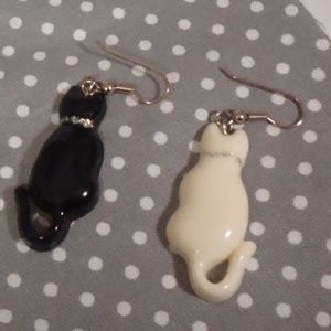 Black Cat and White Cat earrings